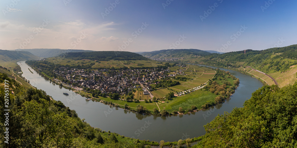 Panorama of the Moselle river valley as seen from the viewpoint Prinzenkopf