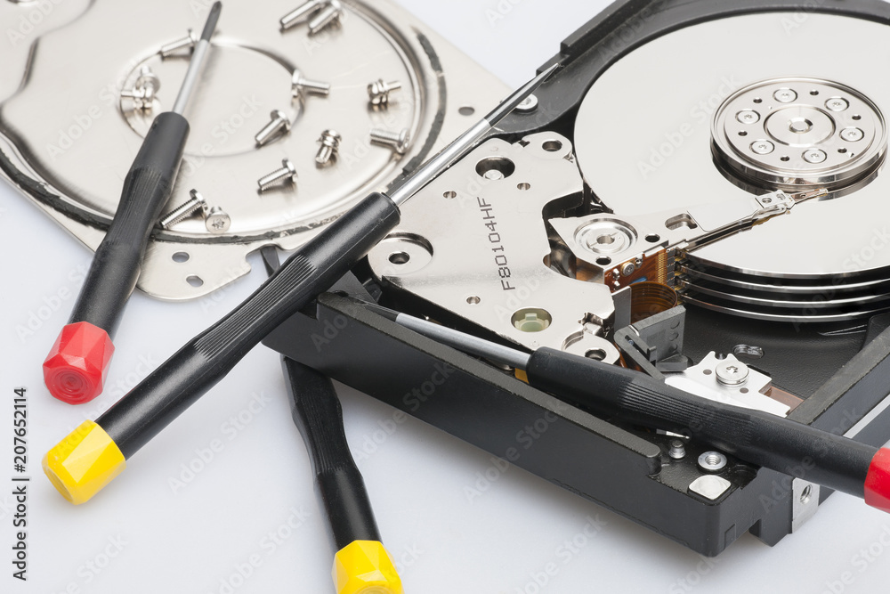 Closeup inside Hard Drive Data safety concept Closeup inside Hard Drive Data safety concept