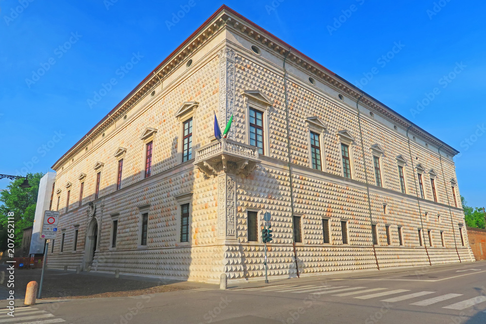 View of the facade of the Palazzo dei Diamanti, Ferrara, Italy