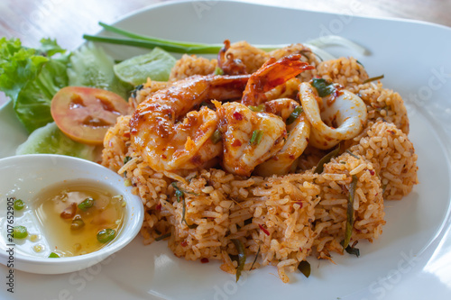 Fried rice with seafood ,spicy food Thai style.