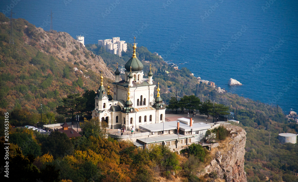 Autumn view of the Church of Christ's Resurrection in Foros, Crimea