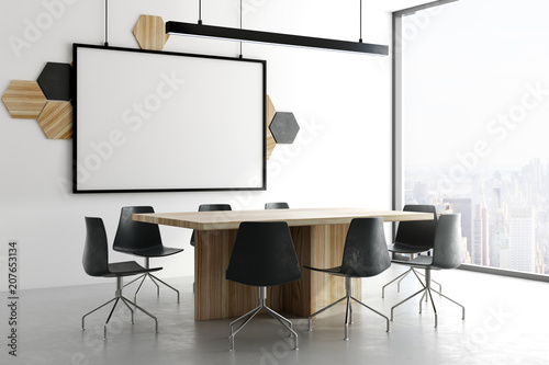 Modern meeting room with banner