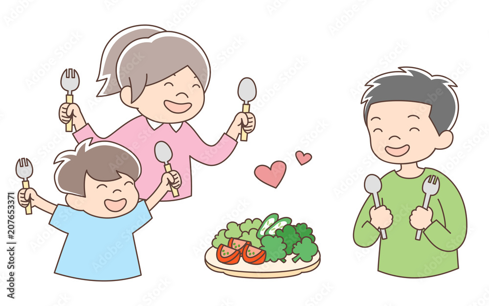 子ども3人_野菜大好き 子ども3人_野菜大好き