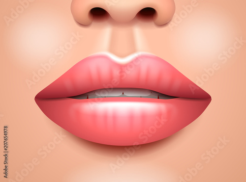 Woman lips face close up vector illustration