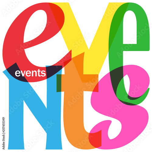 EVENTS colorful letters collage