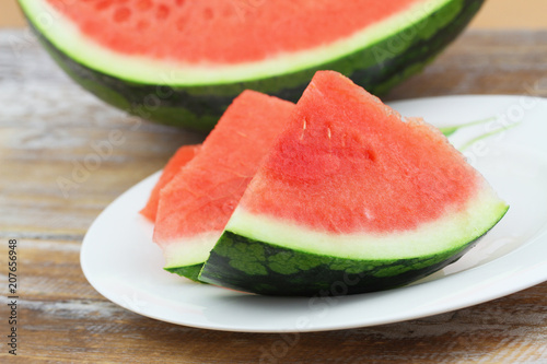 Few freshly slices of watermelon, closeup 