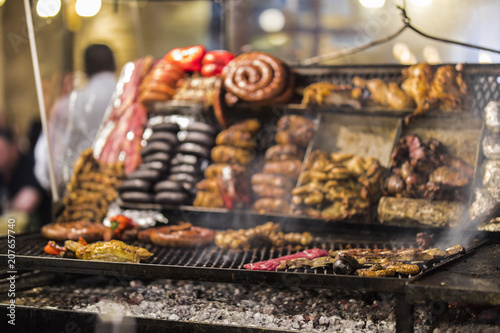 Uruguay is very famous because of their BBQ  here we can see it at Montevideo Central Market in the traditional Uruguayan  asado  on the city centre streets