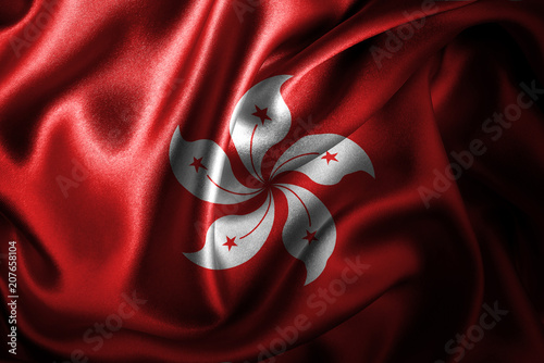 Hong Kong Silk Satin Flag photo