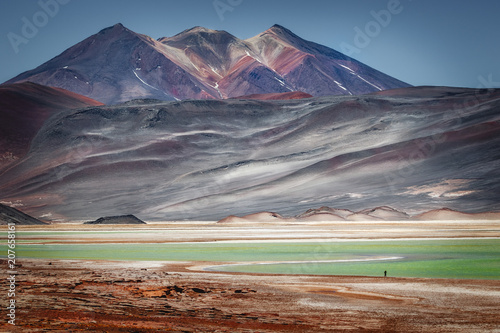 Caichinque volcano from Salar de Talar, near Aguas Calientes, in the Antofagasta region, the northern limit of the Puna of Atacama, San Pedro de Atacama, Chile