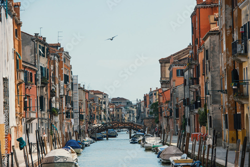 Venice landscape - beautiful and colorful buildings on a canal