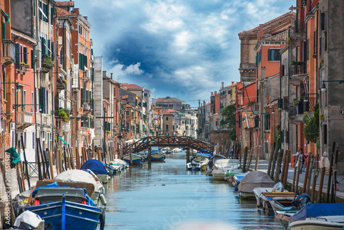 Venice landscape - beautiful and colorful buildings on a canal