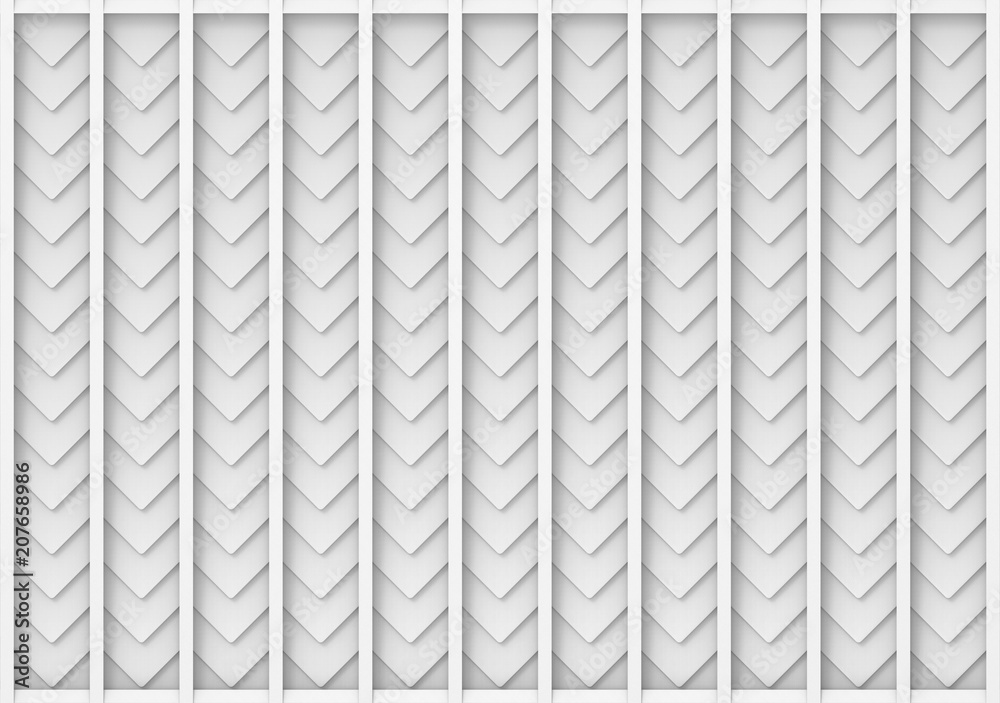 3d rendering. Abstract white triangular shape pattern roofs wall background.