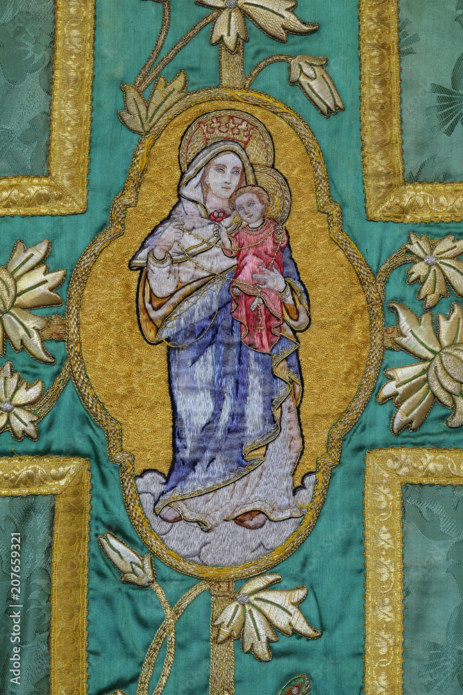 Virgin Mary, detail of church vestment, church of Saint Matthew in Stitar, Croatia 