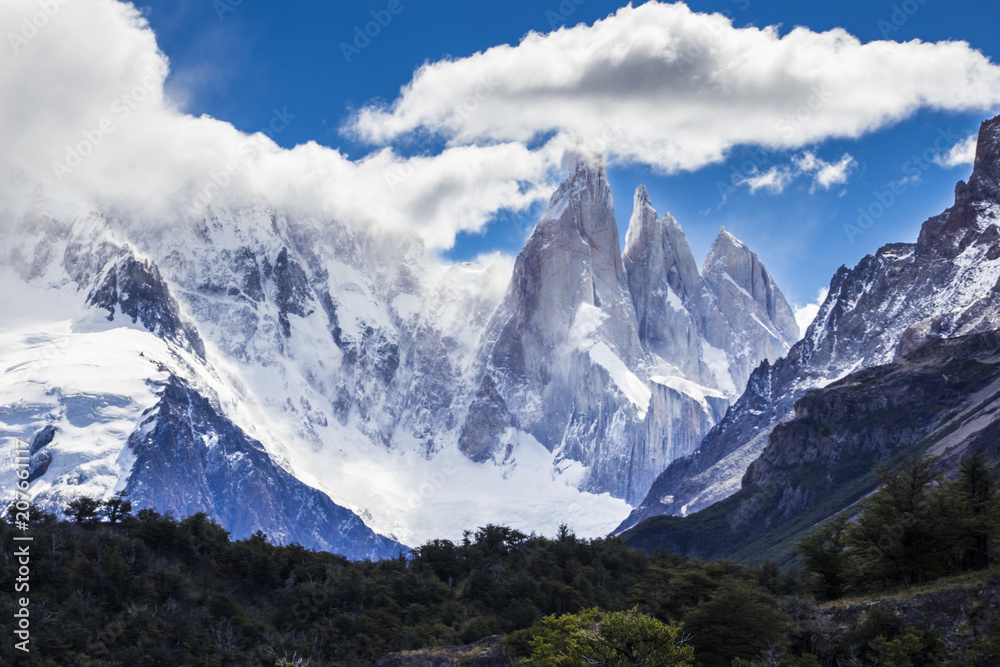 Cerro Torre Glacier & Lake an amazing view from Maestri mountain shelter, Patagonia, Argentina