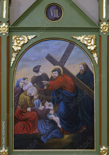 8th Stations of the Cross,Jesus meets the daughters of Jerusalem, church of Saint Matthew in Stitar, Croatia 