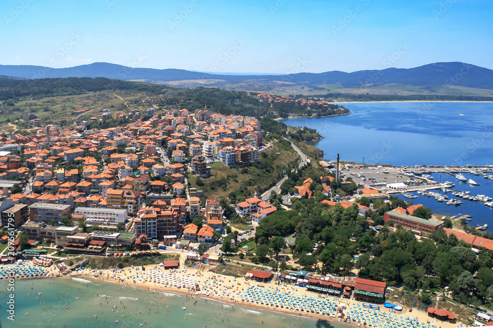 Aerial view of Town of Sozopol, Burgas Region, Bulgaria 
