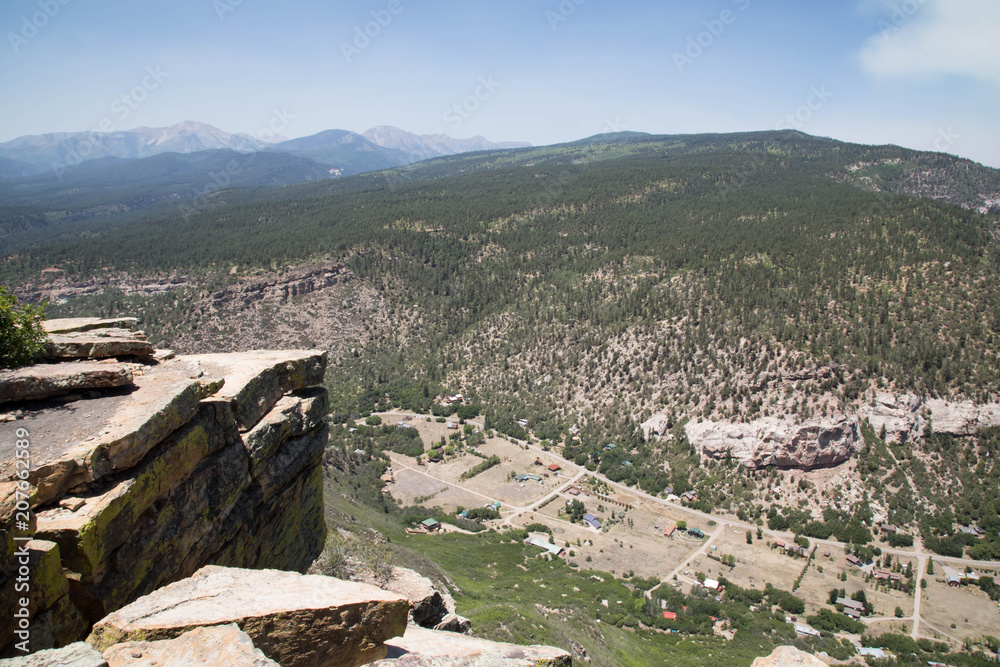 Rock cliff and mountains near Durango, Colorado