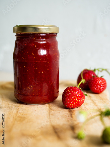 jar of home made strawberry jam