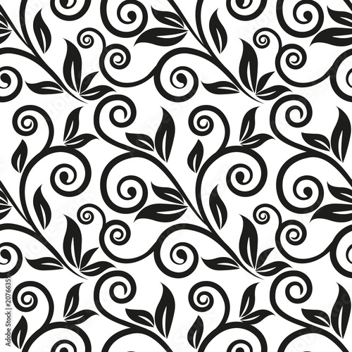 Vector illustration of seamless floral pattern on white background