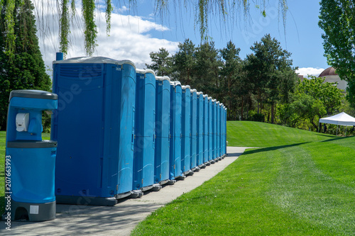 Porta Poties Lined up for an Event photo
