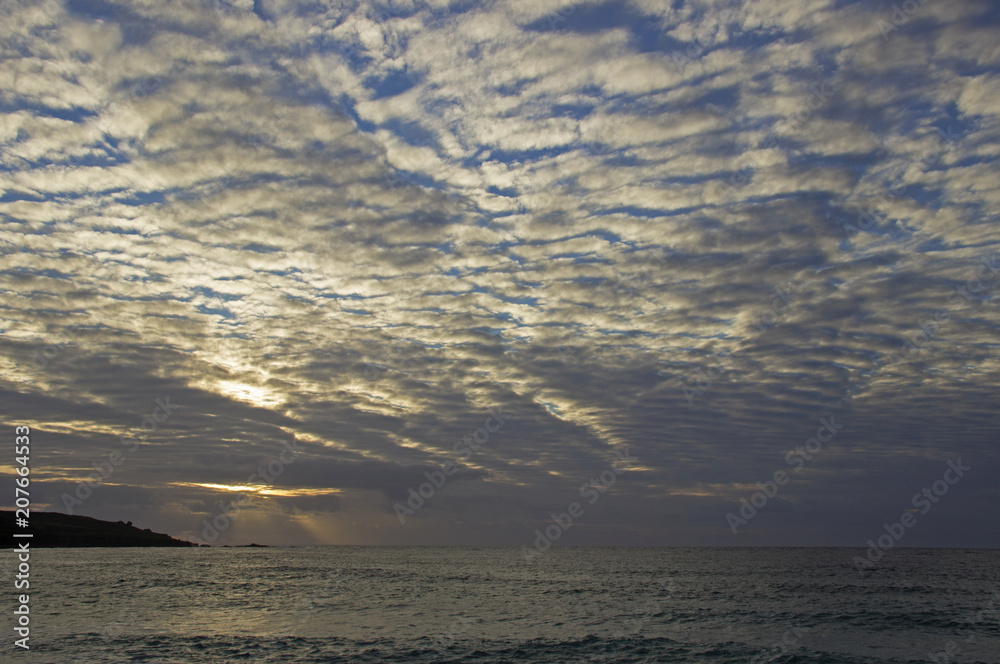 Mackerel sky over the sea at St Ives bay