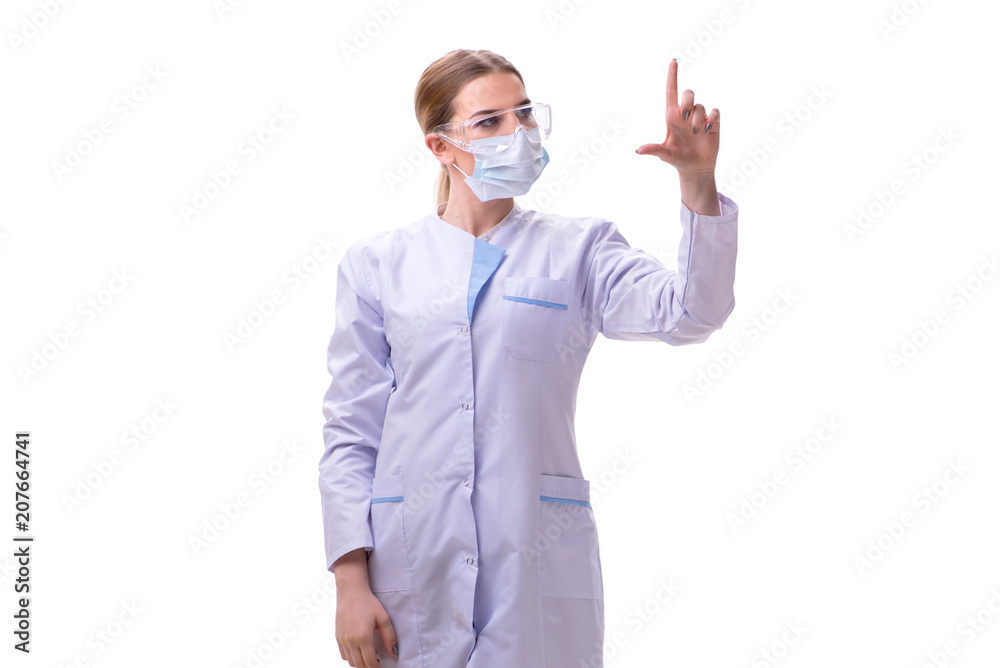 Young woman doctor isolated on white background Young woman doctor isolated on white background
