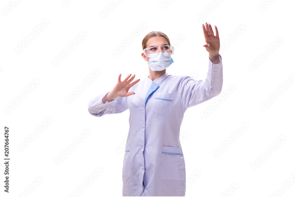Young woman doctor isolated on white background Young woman doctor isolated on white background