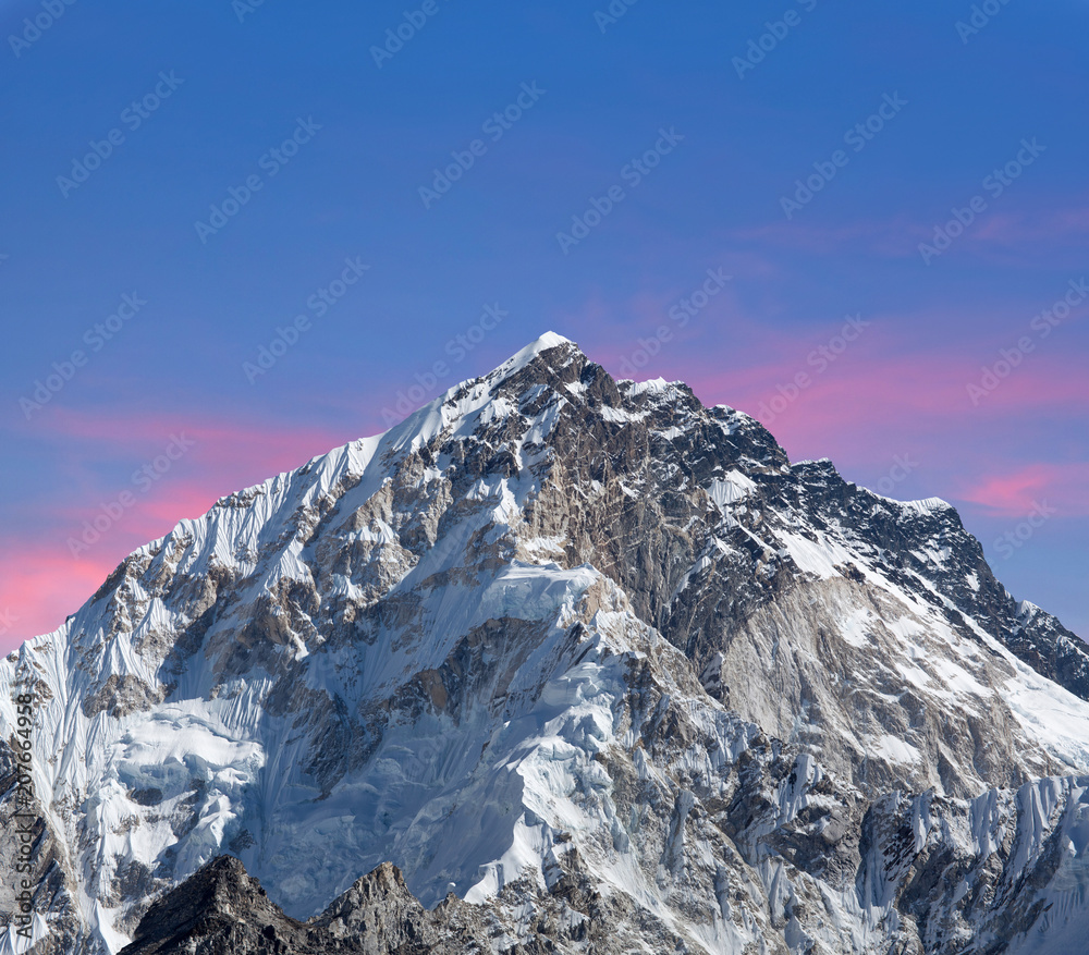 Mount Nuptse and Khumbu glacier view from Everest Base Camp, Nepal Himalayas