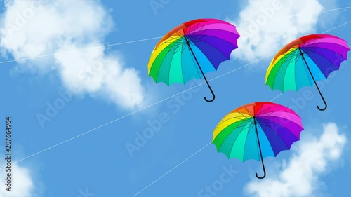 umbrella hanging animation 3d illustration render