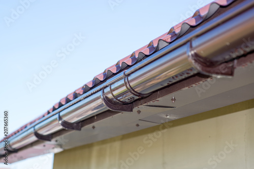 connector plastic drip gutters on the roof