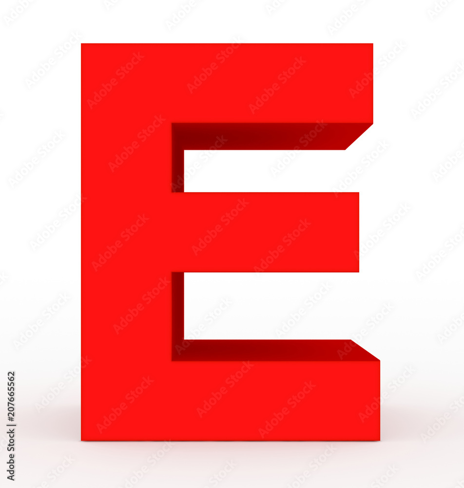 letter E 3d red isolated on white letter E 3d red isolated on white