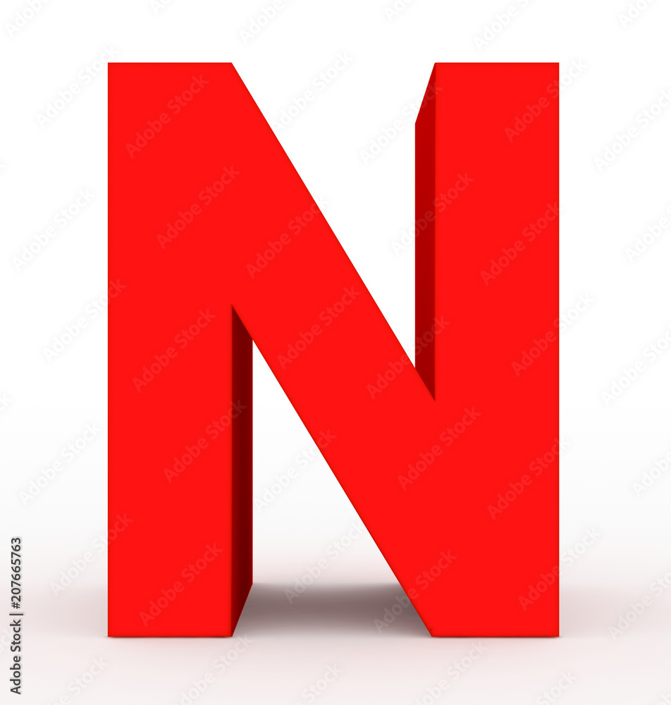 letter N 3d red isolated on white letter N 3d red isolated on white