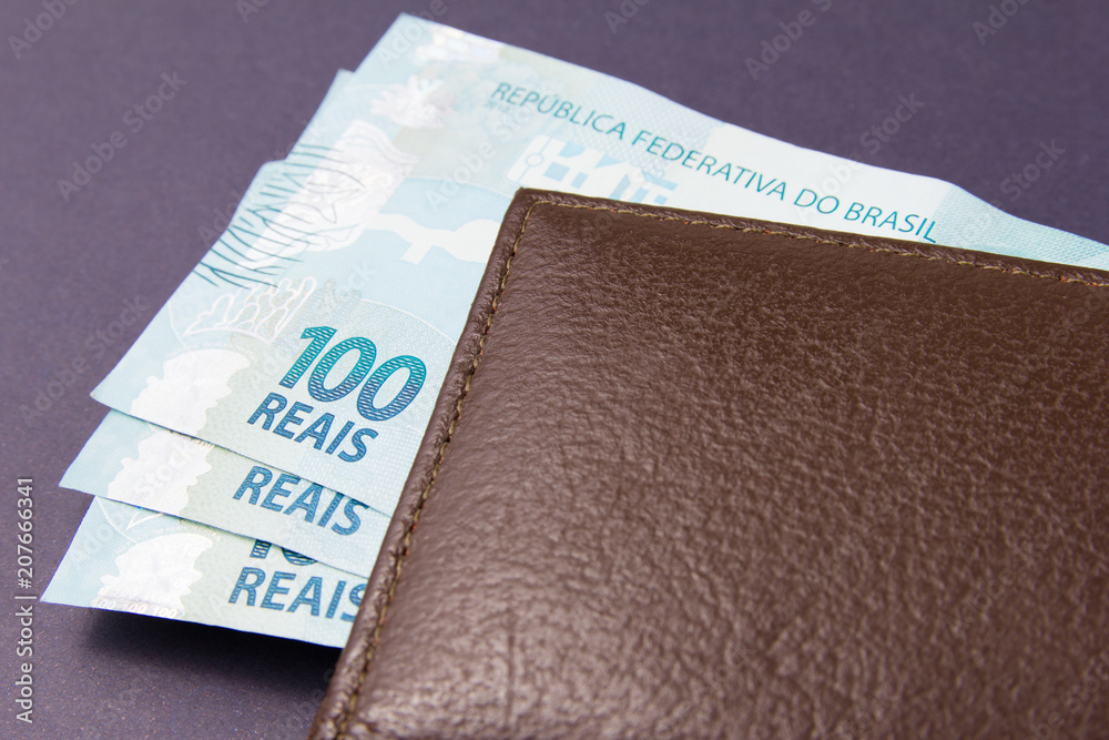 Obraz premium Notes of Real, Brazilian currency. Money from Brazil.