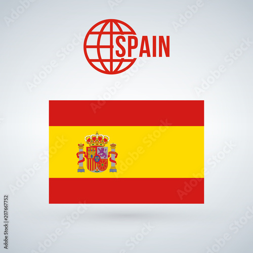 Spain flag, vector illustration isolated on modern background with shadow.