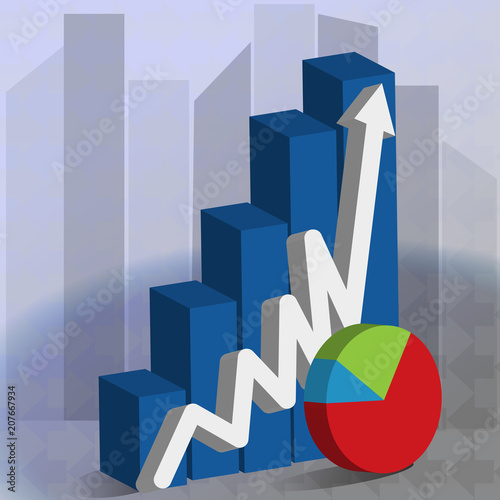 Business rising bar graph symbol logo vector