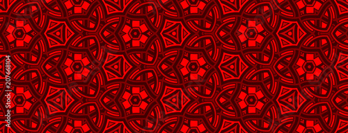 Seamless pattern with decorative ornament of red shades