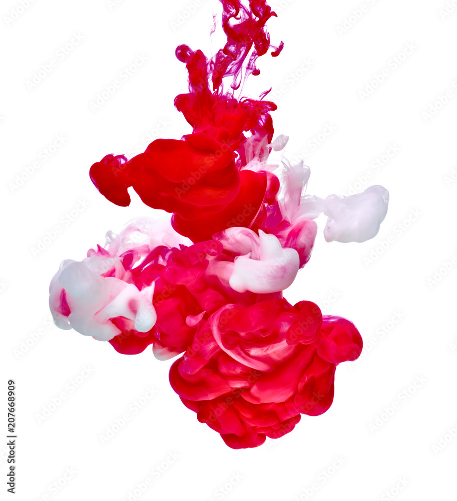 paint in water color liquid red white paint in water color liquid red white