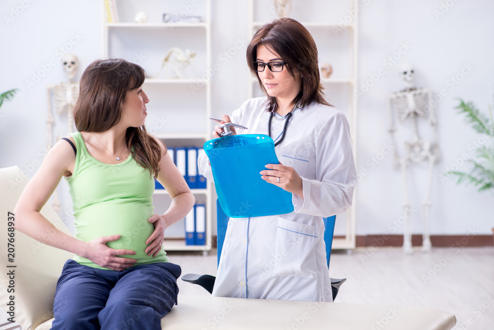 Fototapeta premium Pregnant woman visiting doctor for regular check-up
