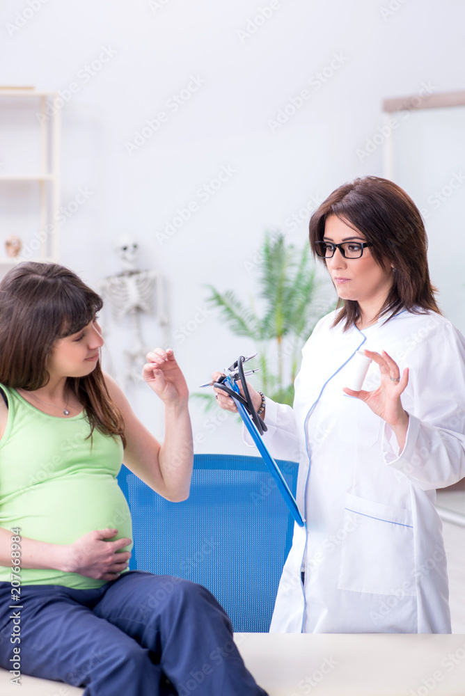 Pregnant woman visiting doctor for regular check-up Pregnant woman visiting doctor for regular check-up