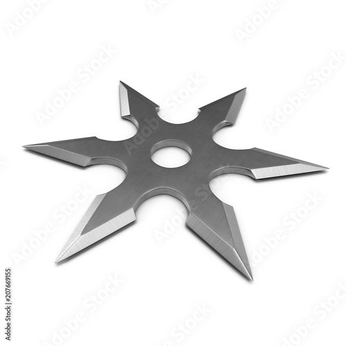 Steel Shuriken on white. 3D illustration