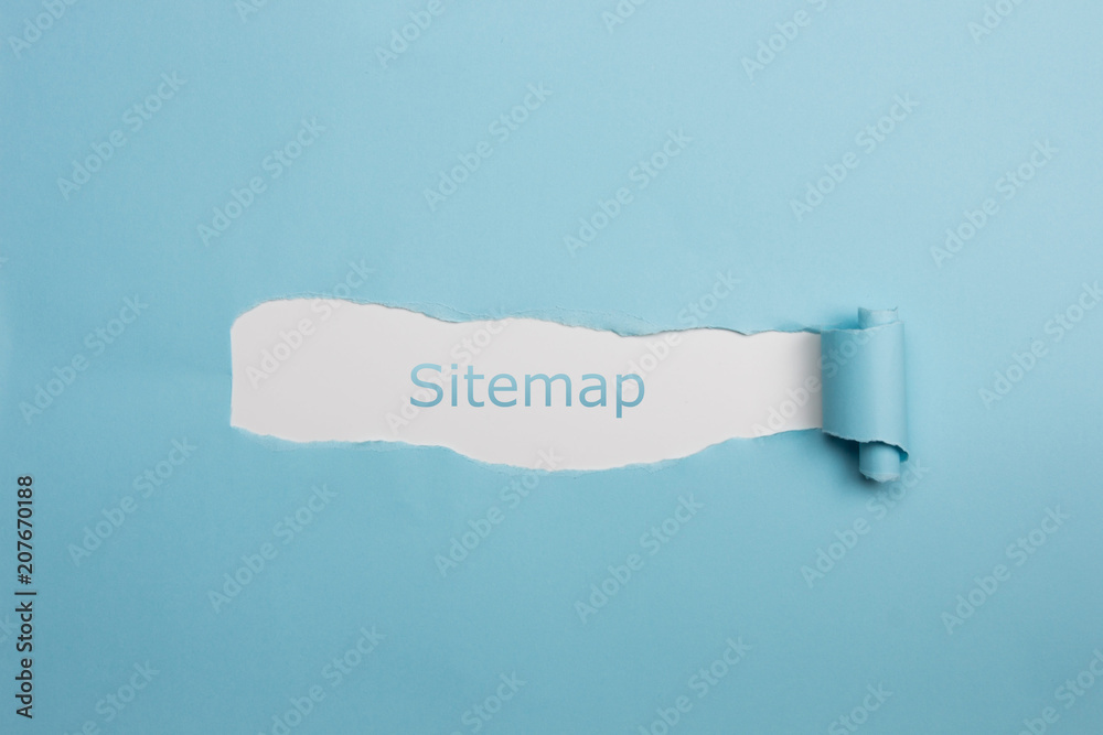 Schrift Sitemap auf gerissenen Papier - obrazy, fototapety, plakaty 