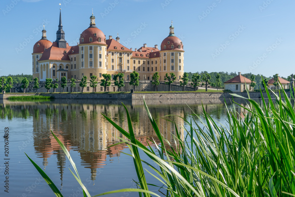 Barockschloss Schloss Moritzburg, Moritzburg, Sachsen, Deutschland, Wasserschloss Barockschloss Schloss Moritzburg, Moritzburg, Sachsen, Deutschland, Wasserschloss