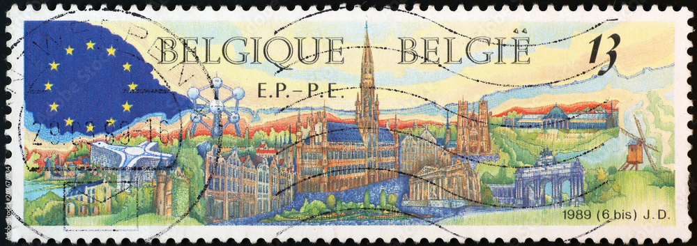 European Council of Brussel on belgian postage stamp