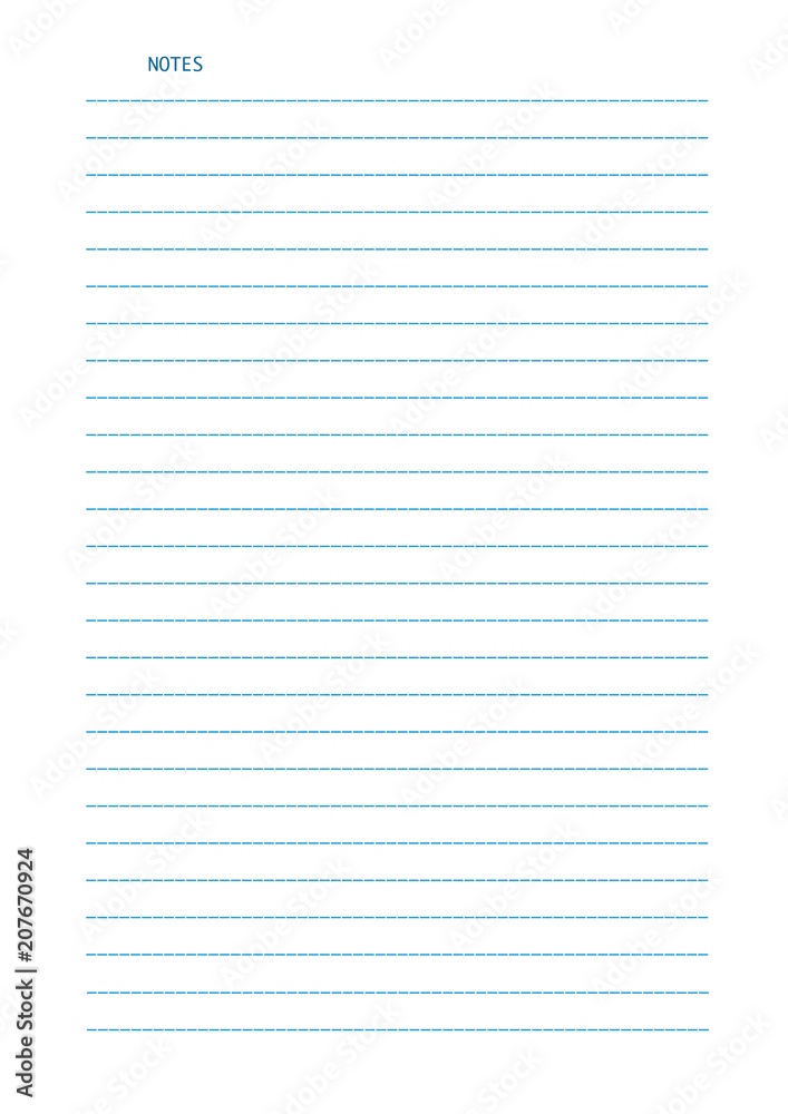 Vector sheet of lined A4 size paper for notes, isolated on white background.  Stock Vector | Adobe Stock