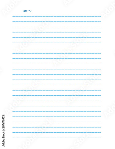 Vector sheet of lined letter size paper for notes, isolated on white background.