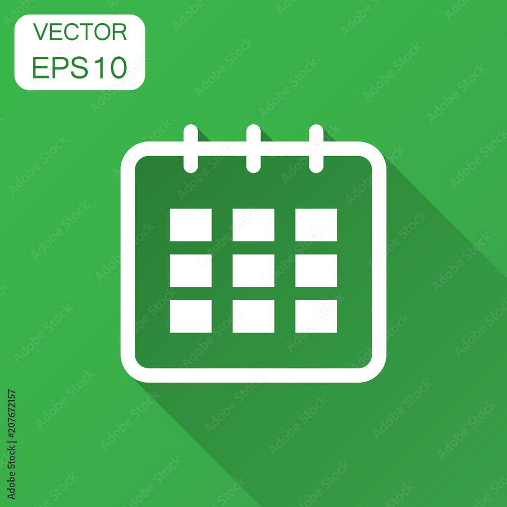 Calendar agenda vector icon in flat style. Reminder illustration with long shadow. Calendar date concept. Calendar agenda vector icon in flat style. Reminder illustration with long shadow. Calendar date concept.