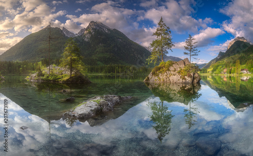 Fototapeta Naklejka Na Ścianę i Meble -  View of Hintersee lake in Bavarian Alps, Germany