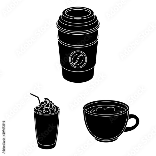 Different kinds of coffee black icons in set collection for design. Coffee drink vector symbol stock web illustration.