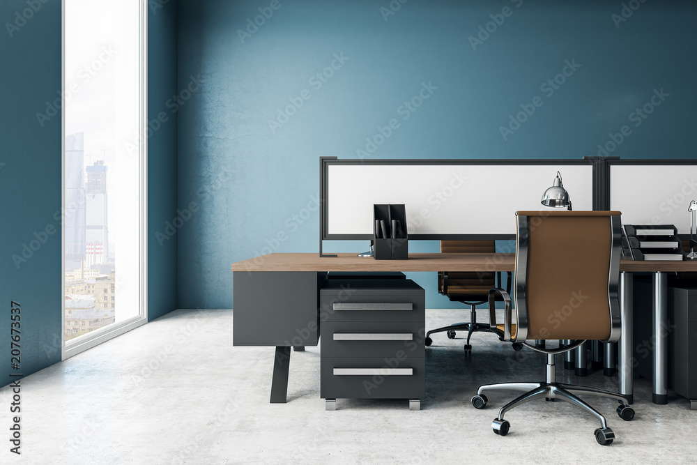 Blue coworking office interior Blue coworking office interior