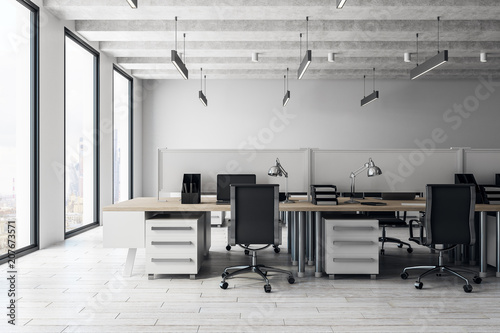 Concrete coworking office interior